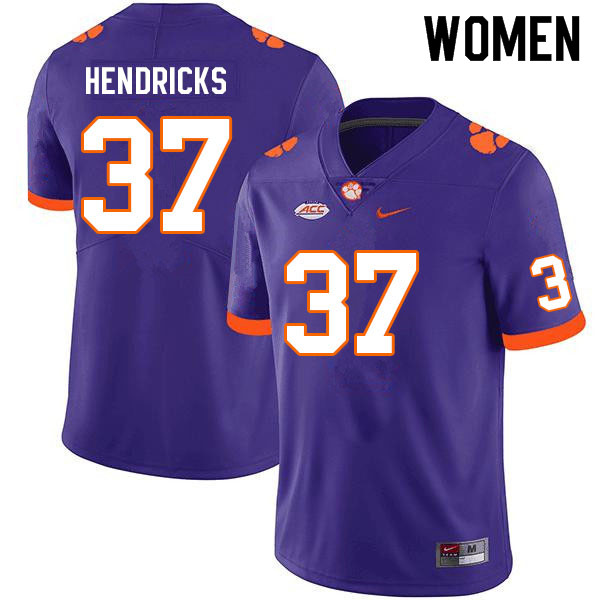 Women #37 Jacob Hendricks Clemson Tigers College Football Jerseys Sale-Purple